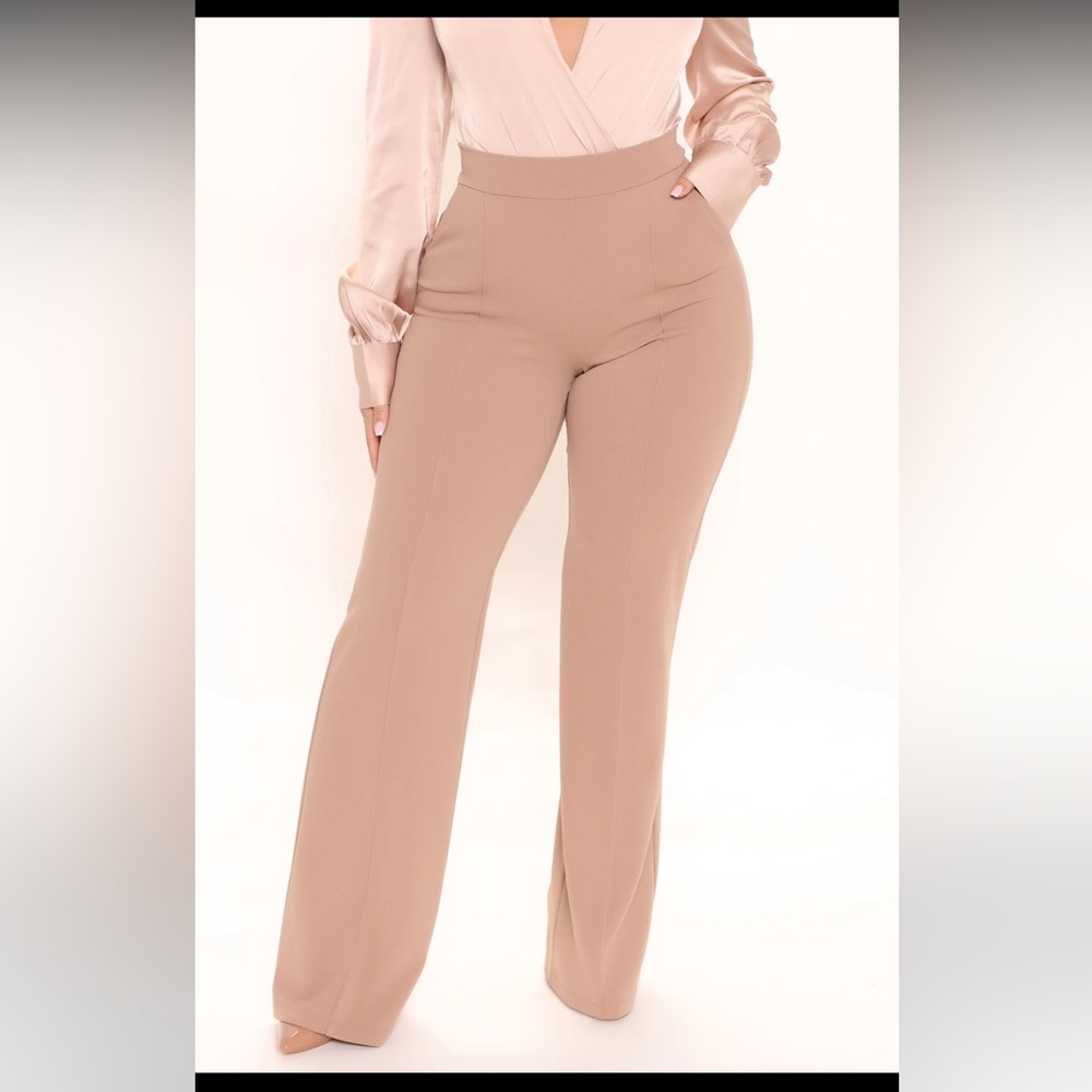 High rise taupe flare leg pants 2x